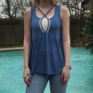 NWT-Blue Boutique Flowy Tank Top Size 4-6